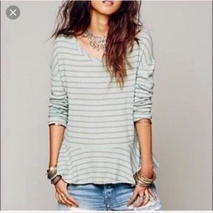 Free people thermal peplum striped top